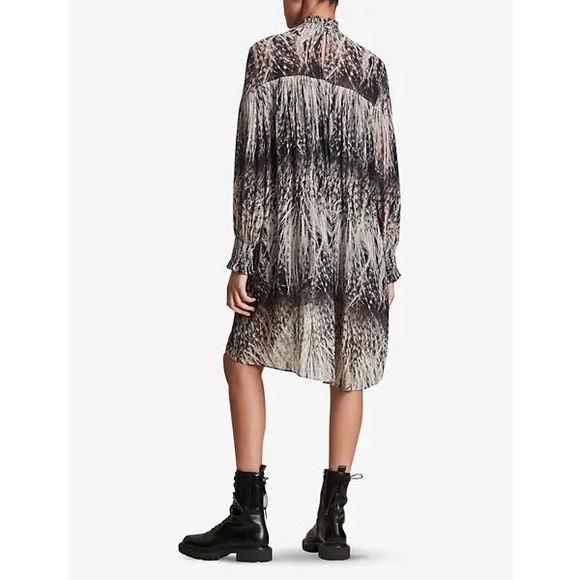 All Saints Feather-print Woven dress - Picture 3 of 15